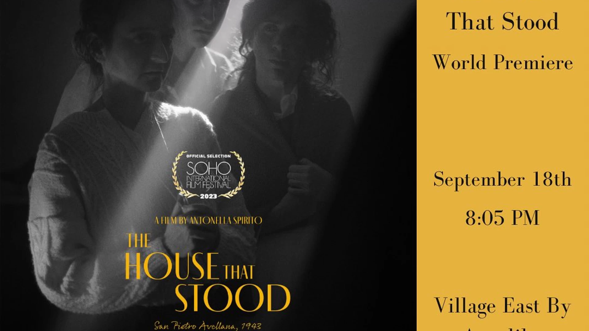 “The House That Stood”, il lungometraggio ambientato a San Pietro Avellana della regista Antonella Spirito di scena questa sera al Soho International Film Festival a New York
